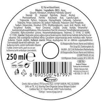 Nem Değerli Yağlar Yağı Nemlendirici Krem, 250 ml
