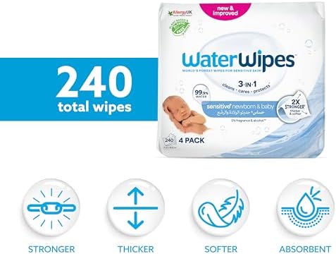 Alternative view of WaterWipes Yeni Doğan & Hassas Cilt için 240 yaprak Bebek Islak Mendili (4 x 60 Adet)
