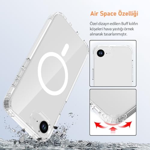 Alternative view of 16E ile Uyumlu Destekli Air Hybrid Şeffaf Kılıf, Darbe Emici TPU + PC Şeffaf Kılıf (Siyah)