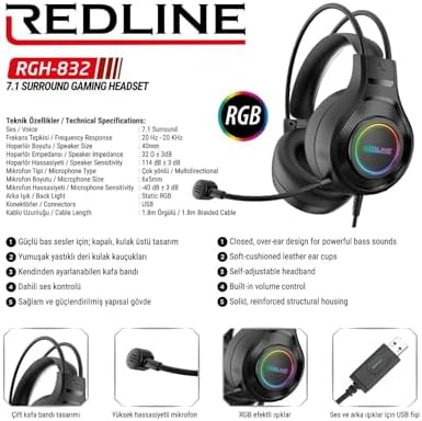 Alternative view of RGH-832 RGB 7.1 USB Kablolu Kulak Üstü Oyun Kulaklığı