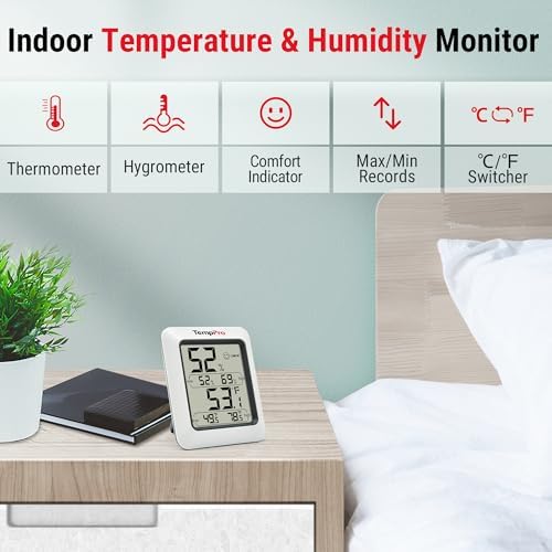 TP50 dijital termo-higrometre, iç mekan termometresi, higrometre, sıcaklık ve nem ölçer, oda iklimi kontrolü, oda havası kontrolü, klima monitörü için