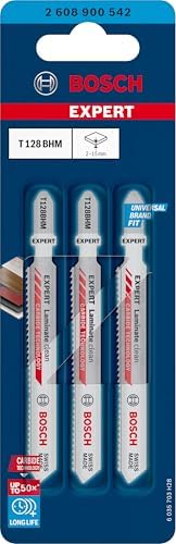 Professional 3x EXPERT 'Laminate Clean' T 128 BHM Dekupaj Testere Bıçakları (Dolu Laminant Vinil, PVC, HPL Yüksek basınçlı laminant, Uzunluk 92 mm, Aksesuar Dekupaj Testeresi) - Görsel 2