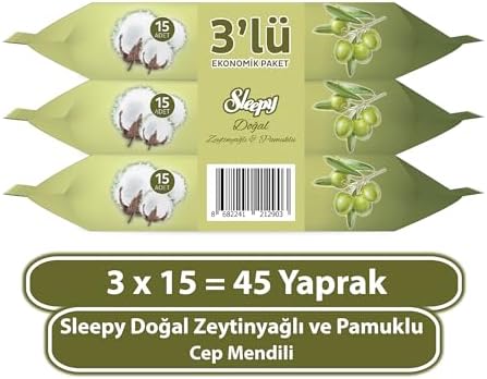 Pamuk Zeytin Cep Mendili 3x15 (45 Yaprak)