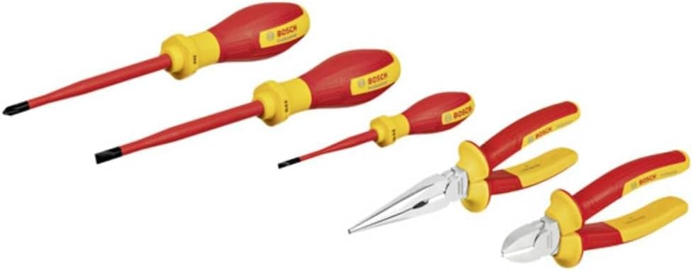 Professional, Vde El Aleti Seti 5 Parça (1X Yan Keski 160mm; Kargaburun 200mm, Tornavida Sl 3.5 X 75mm, Tornavida Sl 6.5 x 125mm, Yıldız Tornavida Ph2 x 125mm), 1600A02Ng2, Kırmızı