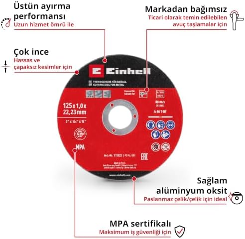 İnox kesici disk 125x1,0 mm 5 adet - 49711522