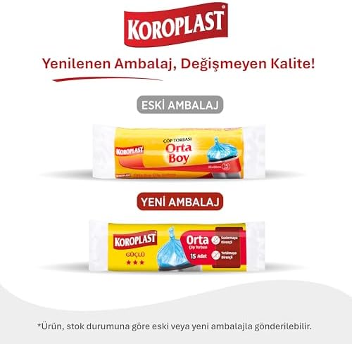 Alternative view of Orta Boy Çöp Torbası 15'li 55x60 Cm, Sızdırmaz & Dayanıklı, Çift Katlı, Geri Dönüştürülebilir Orta Boy Çöp Poşeti, Mutfak, Ofis, İlk Yardım Çantası, Okul, Kantin, Market, Bahçe, Balkon
