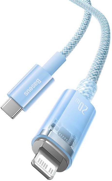 Explorer Serisi Hızlı Şarj Kablosu Akıllı Sıcaklık Kontrolü Type-C to iP 20W, 1m, Mavi - Görsel 3