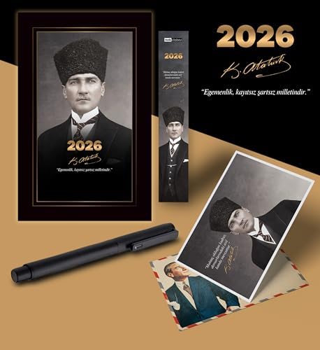 Alternative view of 2026 Kalpaklı Atatürk Ajandası Ayraç Kartpostal Kalem - Siyah