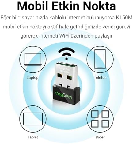Alternative view of 150Mbps 2.4Ghz Kablosuz Wi-Fi Alıcı Verici USB Adaptör