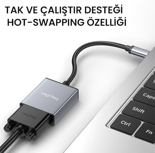 Type-C to VGA 1080P 60Hz Çevirici Dönüştürücü Kablo Adaptör - Görsel 3