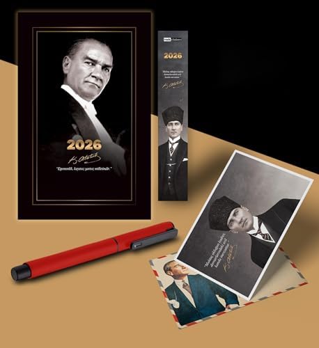 Alternative view of 2026 Gazi Paşa Atatürk Ajandası Ayraç Kartpostal Kalem - Kırmızı