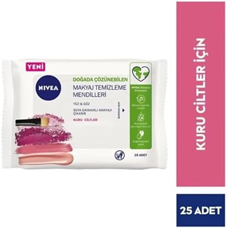 Alternative view of 3'ü1 Arada Nazik Makyaj Temizleme Mendilleri (25 adet),Kuru Ciltler,Yüz ve Göz için,Suya Dayanıklı Maskara ve Makyaj Temizleme