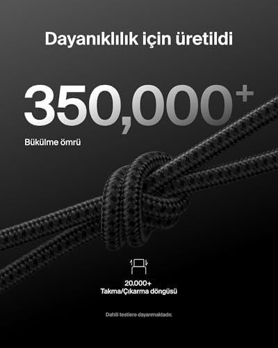 Alternative view of Eco Örgülü USB-C - USB-C Kablosu, 3 m, 240 W, Yumuşak, Esnek Hızlı Şarj Kablosu, 16, Galaxy S25, 9, MacBook, iPad Pro ve Daha Fazlası için Tip-C Şarj Kablosu - Siyah (USB 2.0)