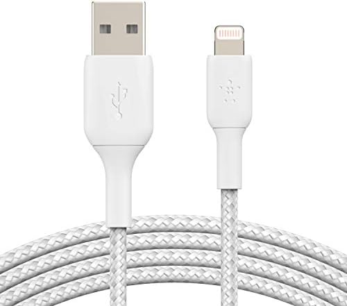 Örgülü Lightning Kablosu (, iPad, AirPods için Boost Charge Lightning/USB Kablosu) MFi Sertifikalı Şarj Cihazı, Örgülü Lightning Kablosu (2m, Beyaz) - Görsel 2