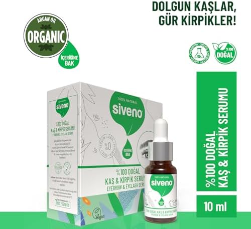 Siveno %100 Doğal Kaş ve Kirpik Serumu Bitkisel Yoğunlaştırıcı Canlandırıcı Yoğun Bakım Yağı Vegan 10 ml
