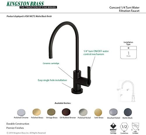 Brass KS8190CTL Kontinental Su Filtrasyon Bataryası, 13,7 cm Ağız Erişiminde, Mat Siyah - Görsel 2