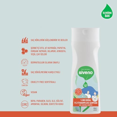 Siveno%100 Doğal Fitokompleks Şampuan 7 Değerli Bitki Yoğun Dökülme Karşıtı Besleyici Dolgunlaştırıcı 300 ml