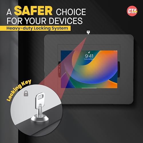 CTA Digital Kilitli iPad Duvar Montajı, iPad Pro 32.8 cm İçin, Anahtar Kilidi, Siyah (PAD-PLWB) - Görsel 3