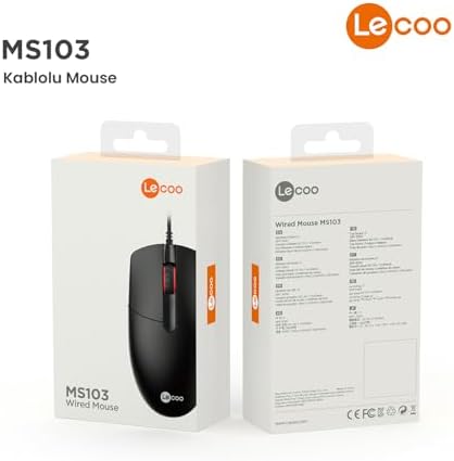 MS103 USB Kablolu 1000DPI 3 Tuşlu PC, Mac, Dizüstü Bilgisayar ile Uyumlu Optik Mouse Siyah
