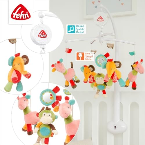 Fehn Müzik Mobil Safari - Sevimli Hayvanlı Bebek Uyku Yardımı - Bebek Mobil Müzik Kutusu Melodi - 0-5 Ay arası Bebekler için Müzik Mobil Bebek Yatağı Oyuncak