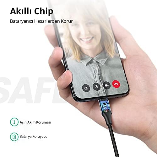 Örgülü Micro-USB & USB-A Data ve Şarj Kablosu, 1 Metre, Beyaz