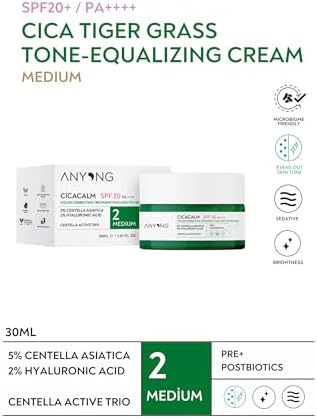 Anyong Cica Tiger Grass Ton Eşitleyici Ve Kızarıklık Karşıtı Krem Medium 20 Spf 30 ml Orta Cilt Tonları