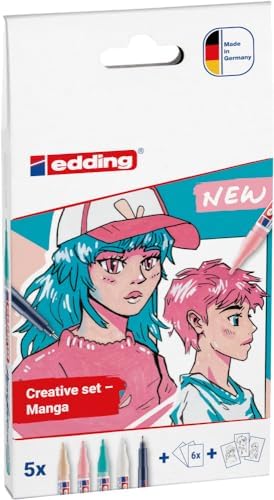 5300 İnce Uçlu Akrilik Markör ve edding 1800 Teknik Çizim Kalemi 5'li Manga Seti