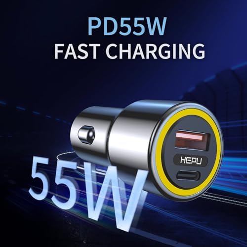 Hp-782 Araç Içi Şarj Cihazı 3.1A Pd 48 Watt Fast Hızlı Şarj Aleti Metal Çakmaklık Şarj Type C 2-Port Işıklı