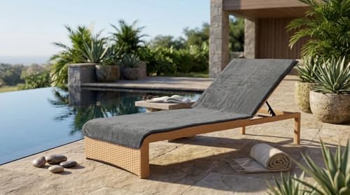 Alternative view of KobeHome%100 PAMUK ŞEZLONG HAVLUSU GRİ - LACİVERT 80X200 CM