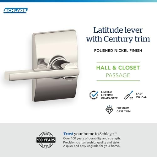 Century Collection Latitude giriş kolu anahtar ile 1 paket parlatılmış nikel