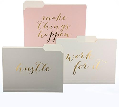 Graphique "Make Things Happen" Dosya Klasör Seti – Dosya Seti 9 Klasör ve 3 Benzersiz Go-Getter Tasarımı içerir, Dayanıklı Üç Noktalı Kaplamalı Karton üzerine Altın Folyo Süslü, 29,8 cm x 24,1 cm