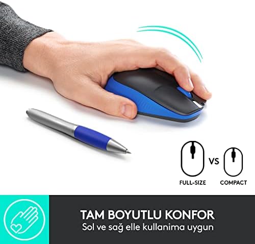 M191 Büyük Boy Kablosuz Mouse - Mavi