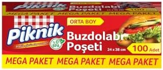 Piknik Gıda Ambalaj Buzdolabı Poşeti Orta-Mega 100'lü 1536
