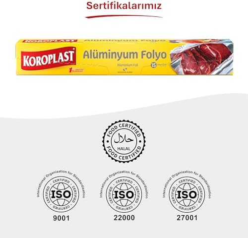 Alüminyum Folyo 15 mt, BPA İçermez, Dayanıklı Yapışmaz Folyo 30 cm x 15 mt, Tavuk, Izgara, Et, Yemek, Gıda Artıklarını Saklamak için İdeal, Mutfakta Çok Yönlü Kullanım, Yüzey Korumaya Uygun