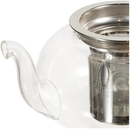 Cam Bitki Çayı Demliği 600 ml - Çelik Süzgeçli Demlik