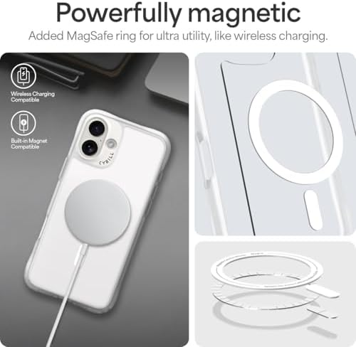 16 Plus ile Uyumlu MagSafe Kılıf UltraSheer Mag Sararmaya Dayanıklı Hava Kanalı Teknolojisi™ Askeri Sınıf Koruma Clear Mat Kapak - ACS08249 - Görsel 3