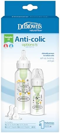 Dar Ağız AntiKolik Options+ Desenli Set (1x120 & 1x250 ml PP Biberon, 2xL2 B. Emzik, Fırça)