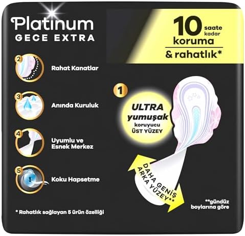 Alternative view of Platinum Hijyenik Ped Gece Ekstra (Boy 4) 5 Adet Ped