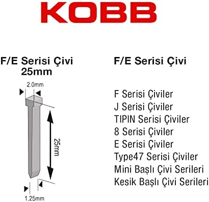 KBZ25F 25mm 2500 Adet F/E/J/8 Serisi Ağır Hizmet Tipi Kesik Başlı Çivi, Gri - Görsel 3