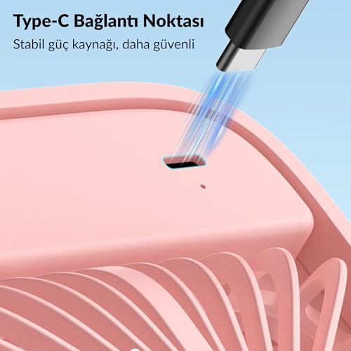 Alternative view of D1 Masaüstü Vantilatör USB ve Type-C Bağlantılı Taşınabilir Ultra İnce Soğutucu Fan Pembe