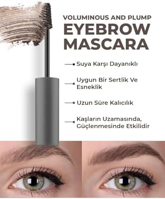 Suya Dayanıklı Kalıcı Etki Yoğun Pigmentli Kahverengi Kaş Sabitleyici Maskara - Eyebrow Mascara 802