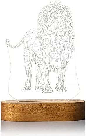 Geometrik Aslan Tasarımlı 3d Led Gece Lambası