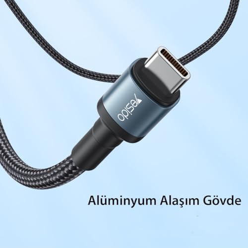Alternative view of 60W Hasırlı Type-C to Type-C PD Hızlı Şarj Kablosu, 1.2 Metre