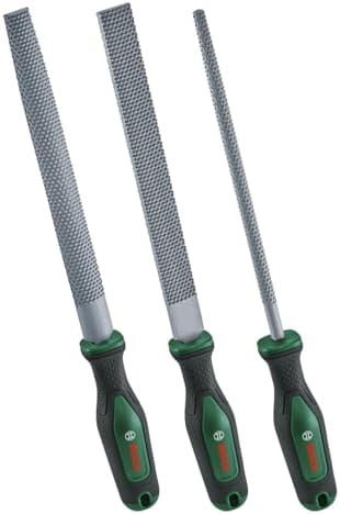 3 parçalı törpü seti (sağlam ahşap törpü seti, düz, yarı yuvarlak ve yuvarlak rende dahil; sert karbon çelik; şaft uzunluğu 200 mm; orta kesim 2; yumuşak saplı ergonomik sap) - Görsel 2