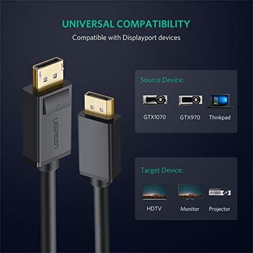 Alternative view of 4K 60Hz Displayport to Displayport Kablo, 2 Metre, Siyah