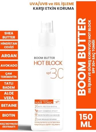 BOOM BUTTER Isıl İşlem ve Güneş Koruyucu Hot Block SPF 30+ Saç Toniği 150ML
