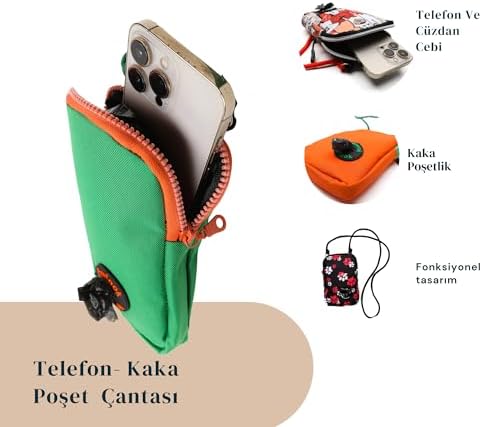 Cep Telefonu Çantası –Dışkı Poşeti, Fermuarlı, Gizli Poşet Gözü, Köpek Gezdirme için İdeal, Yeşil