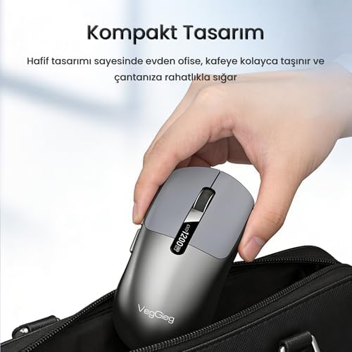 G900 Dual-Mode Bluetooth 5.3 ve 2.4GHz 3600DPI Ekranlı Şarjlı Optik Kablosuz Mouse Siyah - Görsel 2