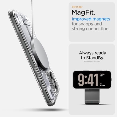 16 Pro Max ile Uyumlu ince MagSafe Kılıf Ultra Hybrid Sararmaya Dayanıklı DuraClear™ Hava Kanalı Teknolojisi™ Askeri Sınıf Koruma MagFit Zero One Tasarım Kapak - ACS08005