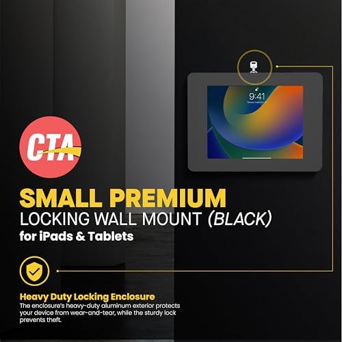 CTA Digital: iPad Mini (1-5), Tab A 8 ve Tab E8 için Premium Küçük Kilitleme Duvar Montajı, Siyah - Görsel 3